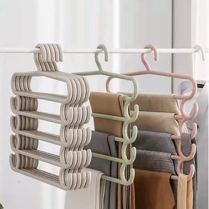 1/2/3Pcs Pants Rack Multifunctional Household Saving Space Multi Layer Trousers Hanger Pants Closet Color Clothes Peg 5 Layers