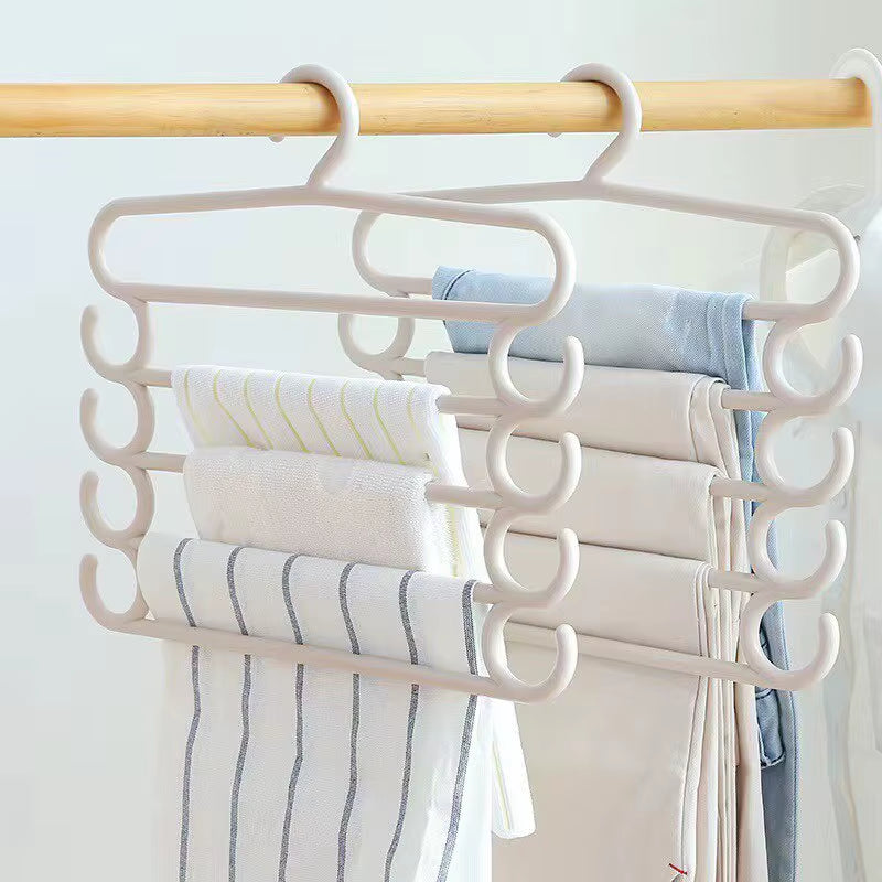 1/2/3Pcs Pants Rack Multifunctional Household Saving Space Multi Layer Trousers Hanger Pants Closet Color Clothes Peg 5 Layers