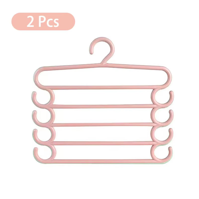 1/2/3Pcs Pants Rack Multifunctional Household Saving Space Multi Layer Trousers Hanger Pants Closet Color Clothes Peg 5 Layers